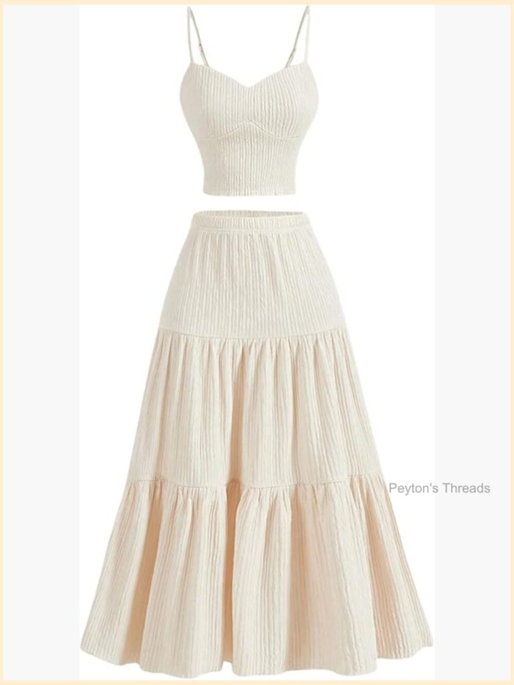 2 Piece Maxi Skirt Set Cami Crop Top Ruffle Hem Midi Skirt Vacation Outfits